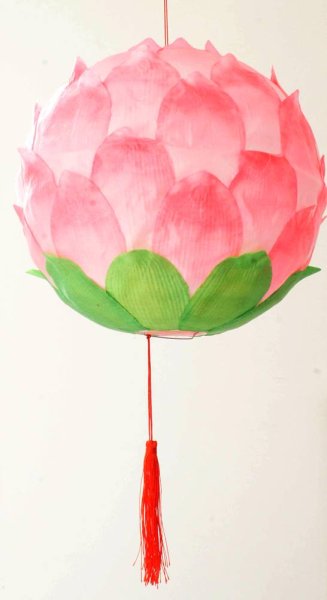 画像5: 12寸 吉祥 蓮花ランタン 桃色 2165089-PI 1個 (5)