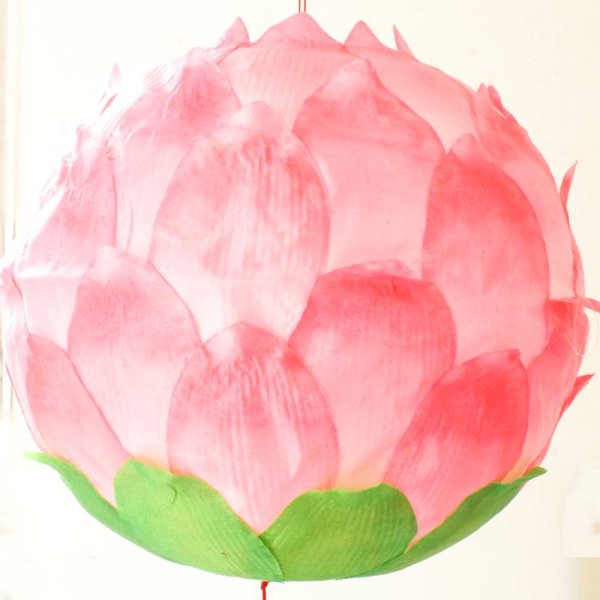 画像7: 12寸 吉祥 蓮花ランタン 桃色 2165089-PI 1個 (7)