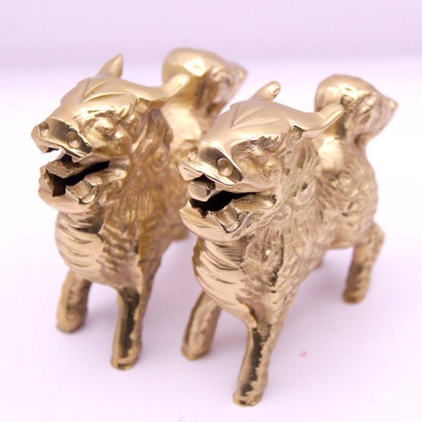 画像4: 真鍮製 招財 麒麟 置物 3寸 2212075 1個 (4)