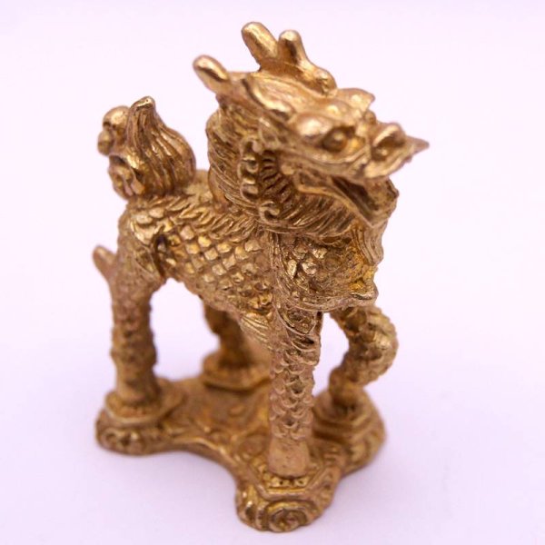 画像5: 真鍮製 招財 麒麟 ペア 置物 2寸 2212074  2個セット (5)