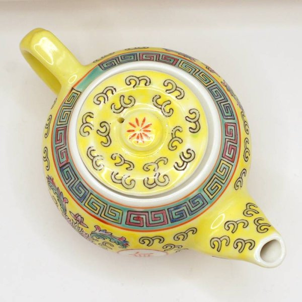 画像5: 景徳鎮 黄洋連 粉彩 急須  中サイズ (5)