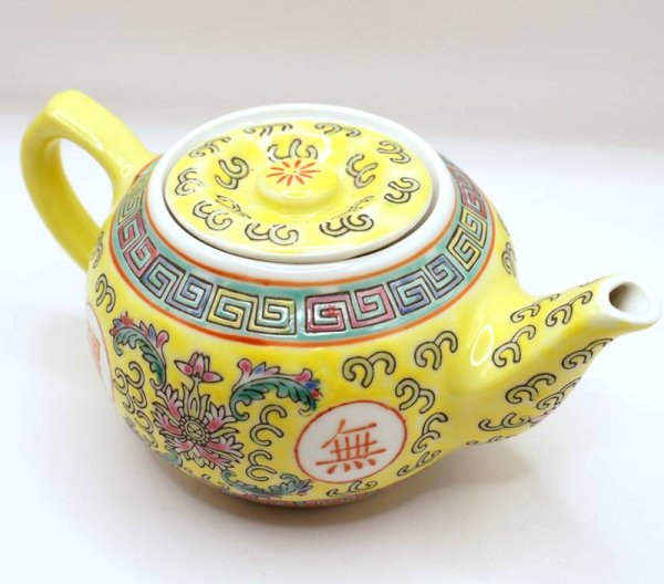 画像7: 景徳鎮 黄洋連 粉彩 急須  中サイズ (7)
