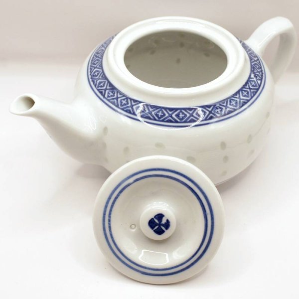 画像2: 景徳鎮 青ホタル焼き 柿 急須  特大サイズ (2)