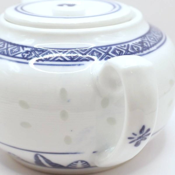 画像7: 景徳鎮 青ホタル焼き 柿 急須  特大サイズ (7)