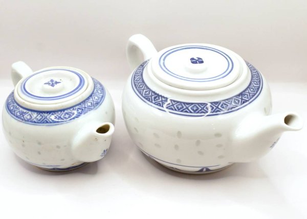 画像8: 景徳鎮 青ホタル焼き 柿 急須  特大サイズ (8)