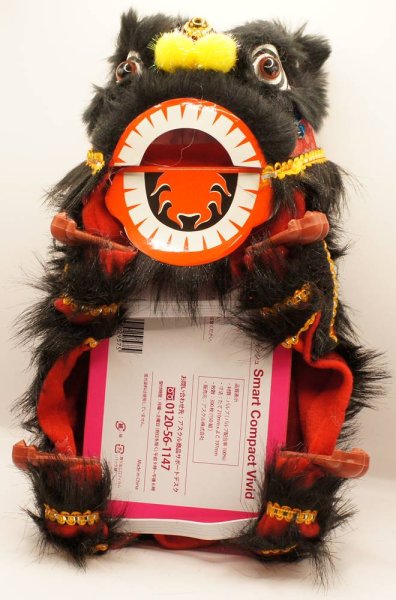 画像2: 横浜中華街 獅子舞 ティッシュケース カバー 黒色 221XL004-bk (2)