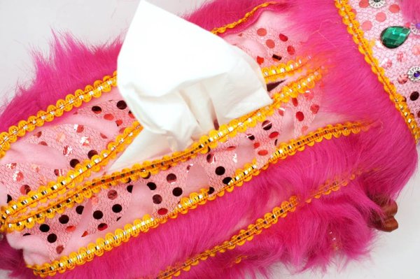 画像3: 横浜中華街 獅子舞 ティッシュケース カバー 黄色 221XL004-ye (3)