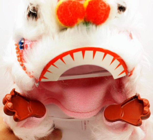 画像6: 横浜中華街 獅子舞 ティッシュケース カバー 白色 221XL004-wh (6)