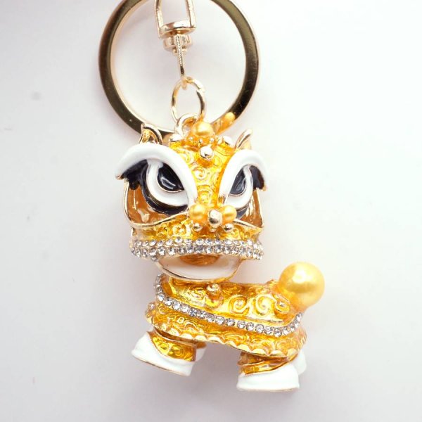 画像2: 首振り 獅子舞人形 キーホルダー 金色 245A1 (2)