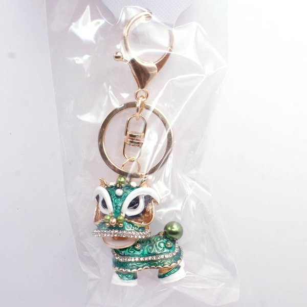 画像3: 首振り 獅子舞人形 キーホルダー 緑色 245A1 (3)