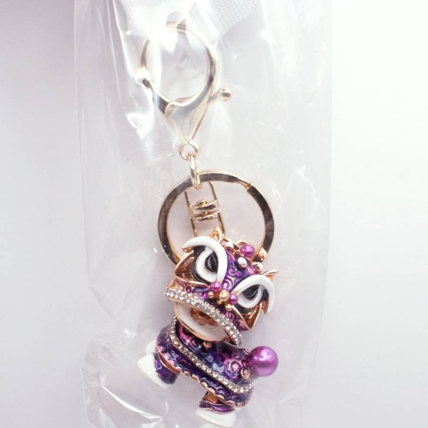 画像3: 首振り 獅子舞人形 キーホルダー 紫色 245A1 (3)