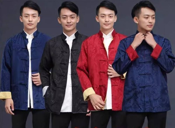 画像4: 唐人服 功夫長袖 リバーシブル カンフージャケット　黒色＋紺色 (4)