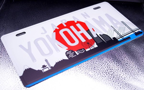 画像2: 横浜ご当地 USAサインプレート JAPAN YOKOHAMA  白＋銀文字 (2)