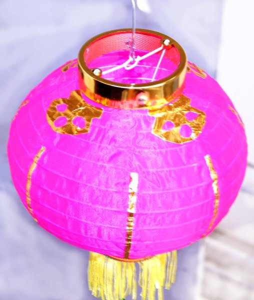 画像3: 布紅提灯 桃色 ランタン 無地 8インチ 2個セット 216C0808 (3)