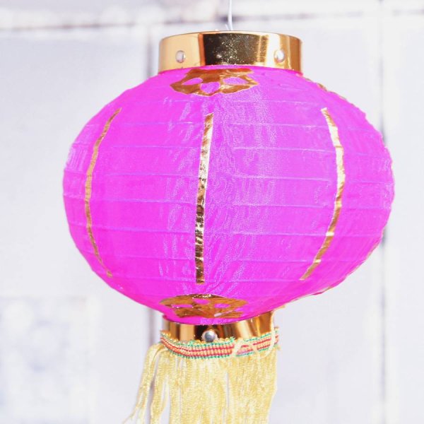 画像6: 布紅提灯 桃色 ランタン 無地 8インチ 2個セット 216C0808 (6)