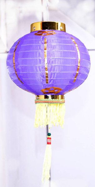 画像1: 布紅提灯 紫色 ランタン 無地 8インチ 2個セット 216C0808 (1)