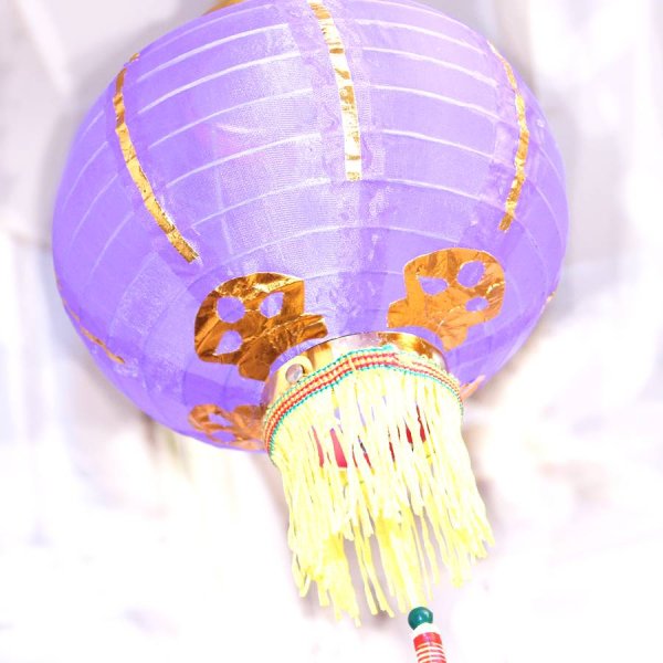 画像2: 布紅提灯 紫色 ランタン 無地 8インチ 2個セット 216C0808 (2)