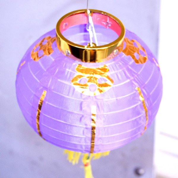 画像3: 布紅提灯 紫色 ランタン 無地 8インチ 2個セット 216C0808 (3)