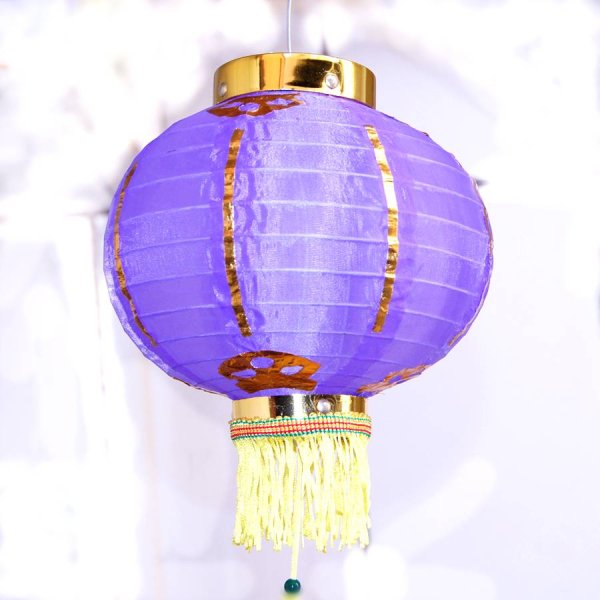 画像4: 布紅提灯 紫色 ランタン 無地 8インチ 2個セット 216C0808 (4)