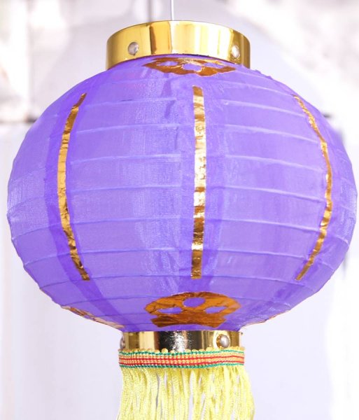 画像5: 布紅提灯 紫色 ランタン 無地 8インチ 2個セット 216C0808 (5)