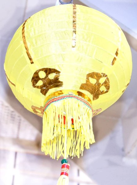 画像4: 布紅提灯 黄色 ランタン 無地 8インチ 2個セット 216C0808 (4)