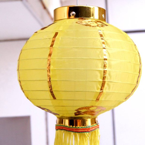 画像6: 布紅提灯 黄色 ランタン 無地 8インチ 2個セット 216C0808 (6)