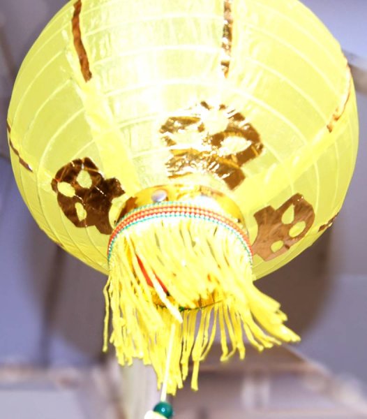 画像7: 布紅提灯 黄色 ランタン 無地 8インチ 2個セット 216C0808 (7)