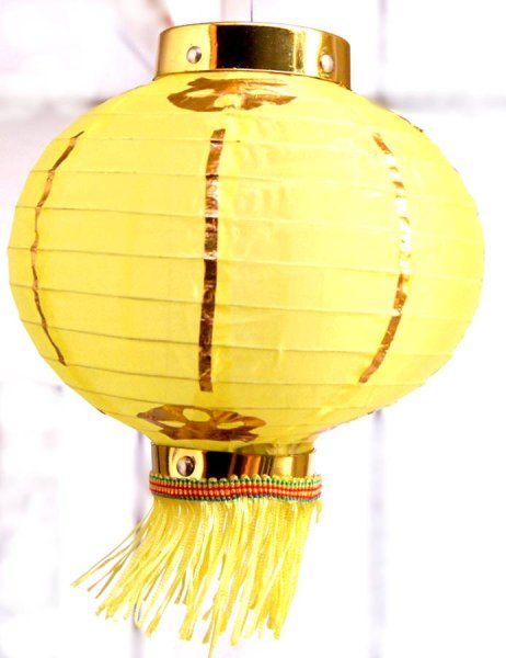 画像9: 布紅提灯 黄色 ランタン 無地 8インチ 2個セット 216C0808 (9)