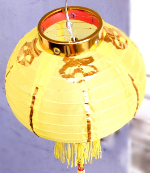 画像11: 布紅提灯 黄色 ランタン 無地 8インチ 2個セット 216C0808 (11)