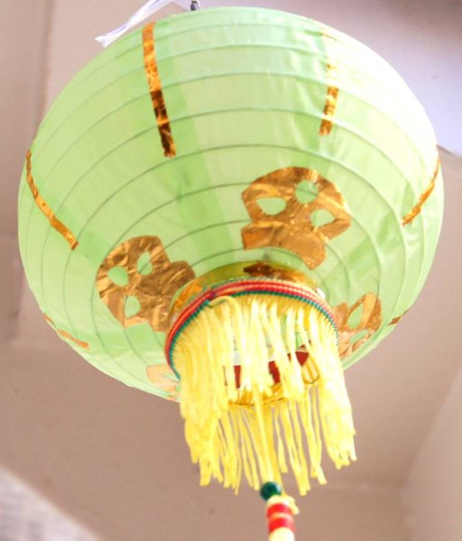 画像2: 布紅提灯 黄色 ランタン 無地 8インチ 2個セット 216C0808 (2)