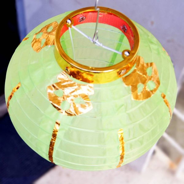 画像3: 布紅提灯 黄色 ランタン 無地 8インチ 2個セット 216C0808 (3)