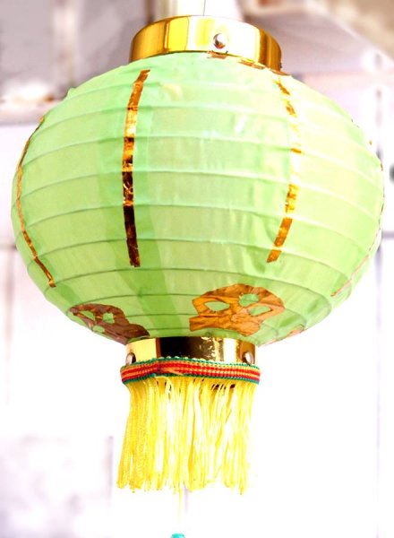 画像4: 布紅提灯 黄色 ランタン 無地 8インチ 2個セット 216C0808 (4)