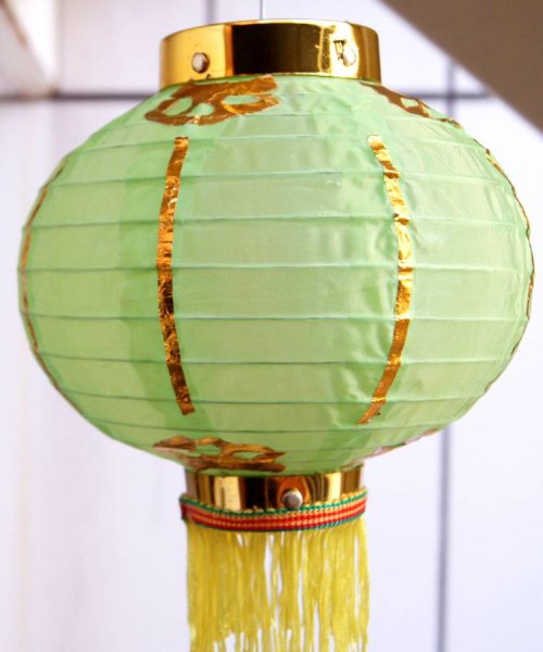 画像7: 布紅提灯 黄色 ランタン 無地 8インチ 2個セット 216C0808 (7)