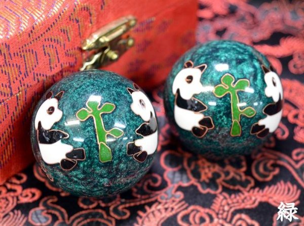 画像6: 七宝健身球・パンダ柄　緑色　直径40ccm (6)