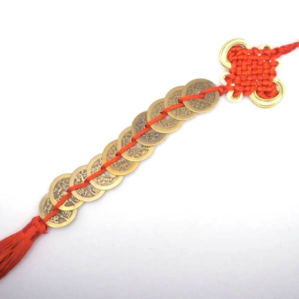 画像1: 中国飾り 十帝古銭 吊るし飾り245011 赤色 (1)