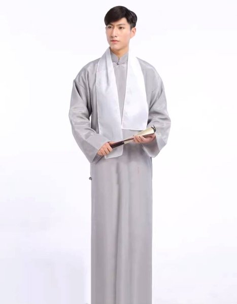 画像9: 男性チャンパオ  灰色  薄手綿ポリ素材 (9)