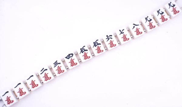 画像14: 役満 麻雀牌 九蓮宝燈(チューレンポウトウ/チューレンポートン） ワイヤー式 キー ＆ ウォレットチェーン　特大サイズ (14)