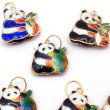 画像3: 七宝 (景泰藍) パンダ アクセサリー TOPパーツ 5個セット (3)