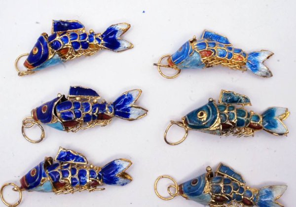 画像3: 七宝 (景泰藍) 小魚A アクセサリー TOPパーツ 5個セット (3)