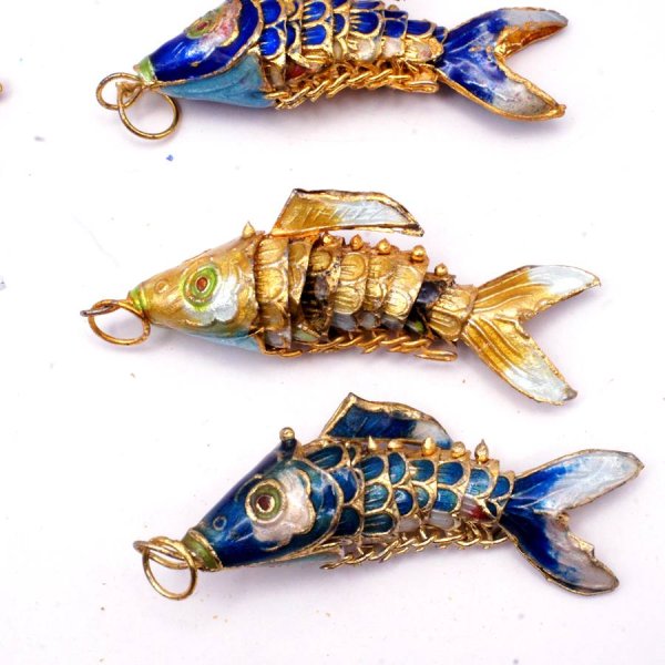 画像3: 七宝 (景泰藍) 中魚Bアクセサリー TOPパーツ 3個セット (3)