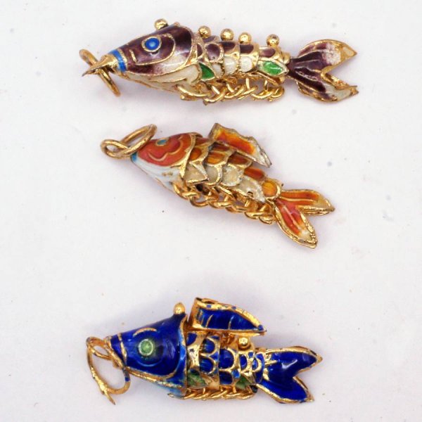 画像4: 七宝 (景泰藍) 小魚C アクセサリー TOPパーツ 5個セット (4)