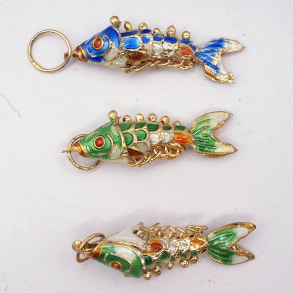 画像5: 七宝 (景泰藍) 小魚C アクセサリー TOPパーツ 5個セット (5)