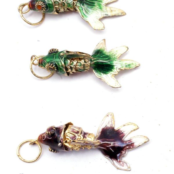 画像2: 七宝 (景泰藍) 金魚D アクセサリー TOPパーツ 5個セット (2)