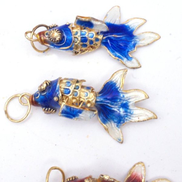 画像3: 七宝 (景泰藍) 金魚D アクセサリー TOPパーツ 5個セット (3)