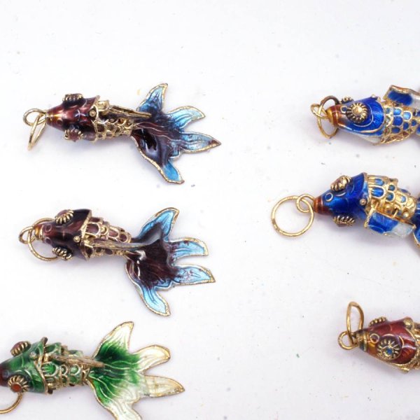 画像4: 七宝 (景泰藍) 金魚D アクセサリー TOPパーツ 5個セット (4)