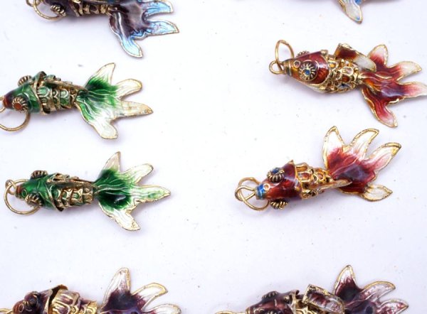 画像5: 七宝 (景泰藍) 金魚D アクセサリー TOPパーツ 5個セット (5)