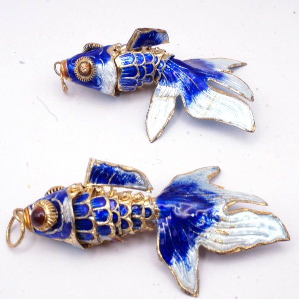 画像3: 七宝 (景泰藍) 大 魚G アクセサリー TOPパーツ 2個 (3)