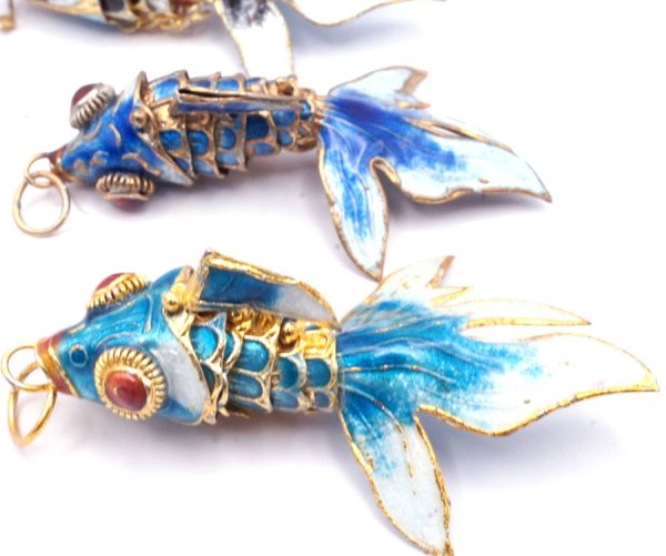 画像4: 七宝 (景泰藍) 大 魚G アクセサリー TOPパーツ 2個 (4)