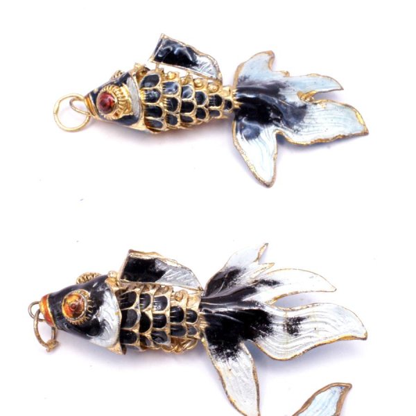 画像5: 七宝 (景泰藍) 大 魚G アクセサリー TOPパーツ 2個 (5)