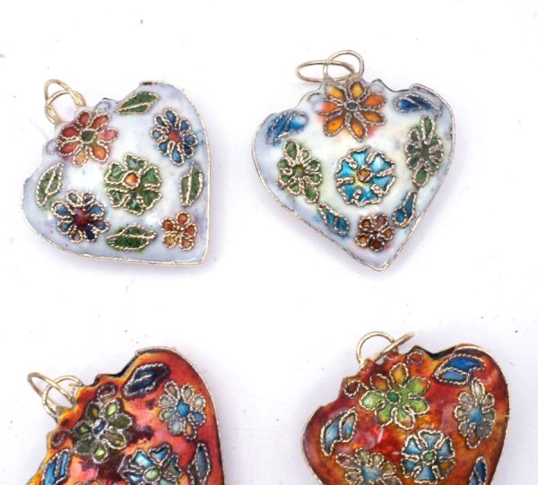 画像4: 七宝 (景泰藍) 小ハートA アクセサリー TOPパーツ 5個セット (4)